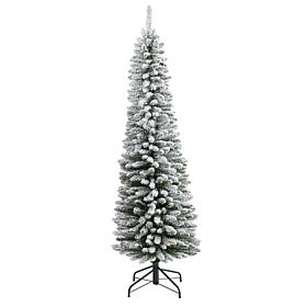Nearly Natural 6 Ft. Flocked Pencil Artificial Christmas Tree