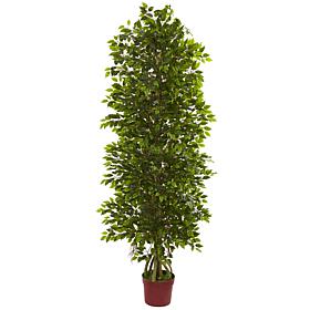Nearly Natural 6 ft. UV Resistant Four-Tier Mini Ficus Artificial Tree