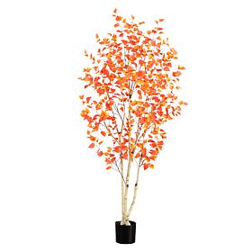 Nearly Natural 7’ Autumn Birch Artificial Fall Tree