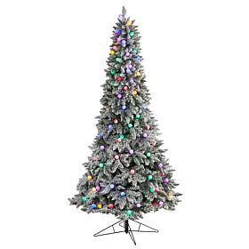 Nearly Natural 8.5' Flocked Mountain Fir Tree with 120 Lights