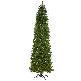 Nearly Natural 9 Ft. Slim Pine Christmas Tree with 600 LED Lights