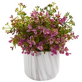 Nearly Natural Eucalyptus Artificial Plant in Marble Finished Vase