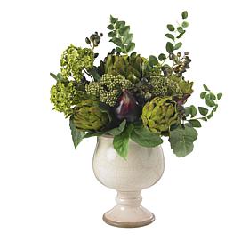 Nearly Natural Silk Artichoke and Hydrangea Arrangement