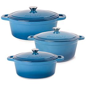 Neo 6-piece Cast Iron Dutch Oven Set with Lids, Blue