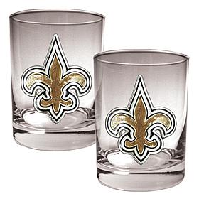 New Orleans Saints 2pc Rocks Glass Set