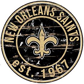 New Orleans Saints Round Distressed Sign