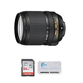Nikon NIKKOR 18-140mm f/3.5-5.6G ED VR Lens Bundle w/SD Card & Reader