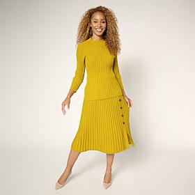 Nina Leonard 2-piece Ribbed Sweater Knit Top and Skirt Set