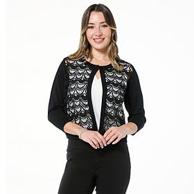 Nina Leonard 3/4-Sleeve Scalloped Lace Bolero
