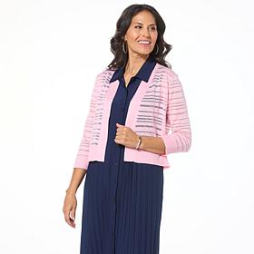 Nina Leonard 3/4-Sleeve Solid Sheer Bolero