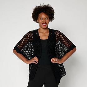 Nina Leonard Batwing Crochet Cardigan