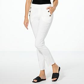 Nina Leonard Coconut Button Narrow Leg Pant