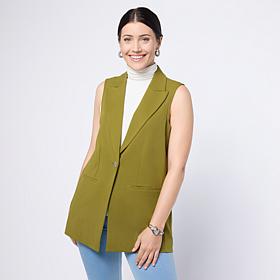 Nina Leonard Collared Vest with Pockets