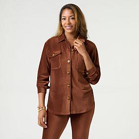 Nina Leonard Corduroy Collared Shirt