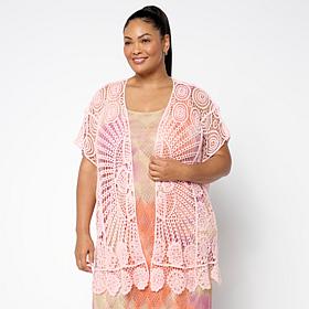 Nina Leonard Crochet Rectangle Cardigan