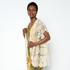 Nina Leonard Crochet Rectangle Cardigan