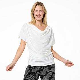 Nina Leonard Drape Neck Dolman Sleeve Top