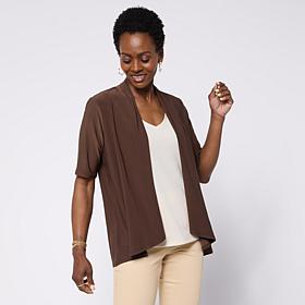 Nina Leonard Draped Front Cardigan
