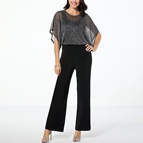 Nina Leonard Jumpsuit with Metallic Overlay