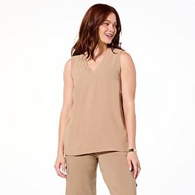 Nina Leonard Layered V-Neck Float Tank Top