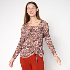 Nina Leonard Long Sleeve Power Mesh Top