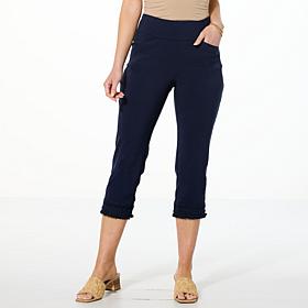 Nina Leonard Millennium Crop Pant with Fringe Hem