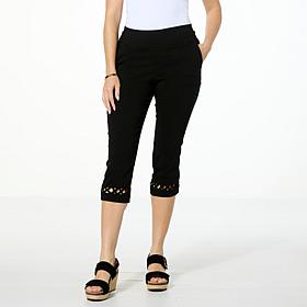 Nina Leonard Millennium Crop Pant with X-Strap Detail