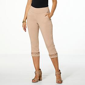 Nina Leonard Millennium Crop Pant with X-Strap Detail