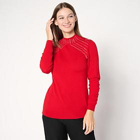 Nina Leonard Mock Neck Long Sleeve Sweater Top