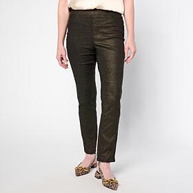 Nina Leonard Narrow Leg Pull-On Foiled Pant