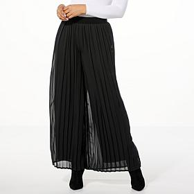 Nina Leonard Pleated Chiffon Palazzo Pant
