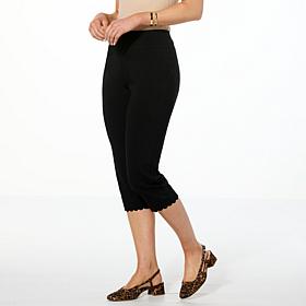 Nina Leonard Pull-on Crop Pant with Scalloped Detail