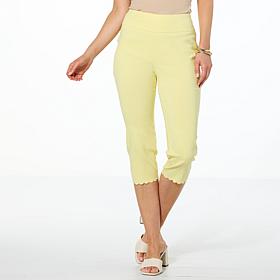 Nina Leonard Pull-on Crop Pant with Scalloped Detail