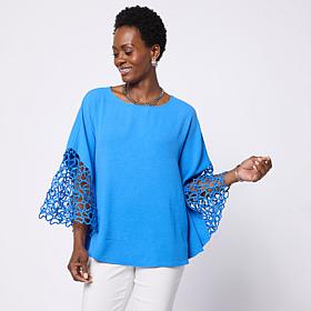 Nina Leonard Round Neck Dolman Sleeve Top
