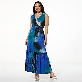 Nina Leonard Sleeveless Empire Waist Tie Dye Dress