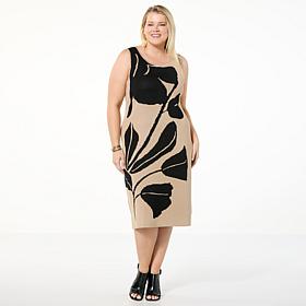 Nina Leonard Sleeveless Jacquard Sweater Dress
