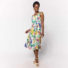 Nina Leonard Sleeveless Scoop-Neck A-Line Dress