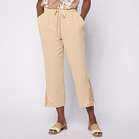 Nina Leonard Textured Weave Crop Pant