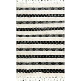 nuLOOM Handmade 4' x 6' Striped Delia Shag Area Rug 