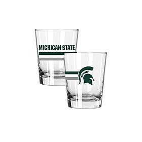Official College Big Stripe 15oz Double Old Fashion 2pk-Michigan State