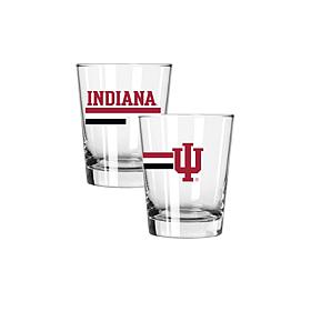 Official College Big Stripes 15oz Double Old Fashion 2-pack - Indiana