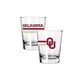 Official College Big Stripes 15oz Double Old Fashion 2pk - Oklahoma