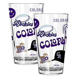 Official MLB 16 oz. Loco Design Pint Glass 2-Pack - Colorado Rockies