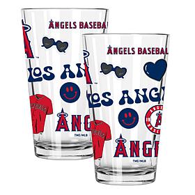 Official MLB 16 oz. Loco Design Pint Glass 2-Pack - Los Angeles Angels