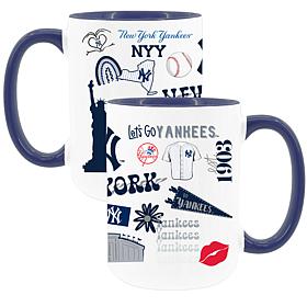 Official MLB 2-Pack 15oz Inner Color Mugs Yankees