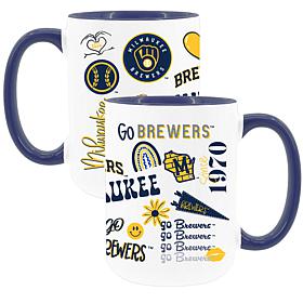 Official MLB 2-Pack 15oz Inner Color Stainless Steel Mugs Brewers