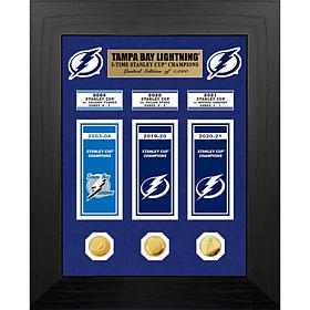 Officially Licensed Lightning 3X Stanley Cup Champs Banner and Coin