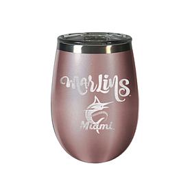 Officially Licensed MLB 12 oz. Rose Gold Wine Tumbler - Miami Marlins