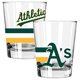 Officially Licensed MLB 15 oz. Old Fashioned Glass 2-pack - Athletics