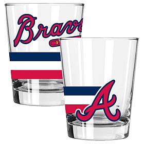 Officially Licensed MLB 15 oz. Old Fashioned Glass 2-pack - Braves